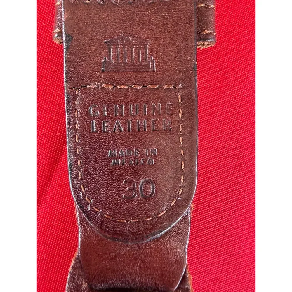 Classic Woven Braided Genuine Leather Brown Belt Solid Brass Buckle Size 30